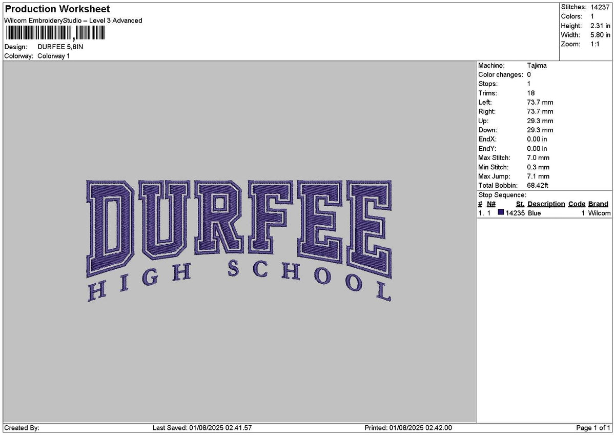 Durfeetext Embroidery File 6 sizes