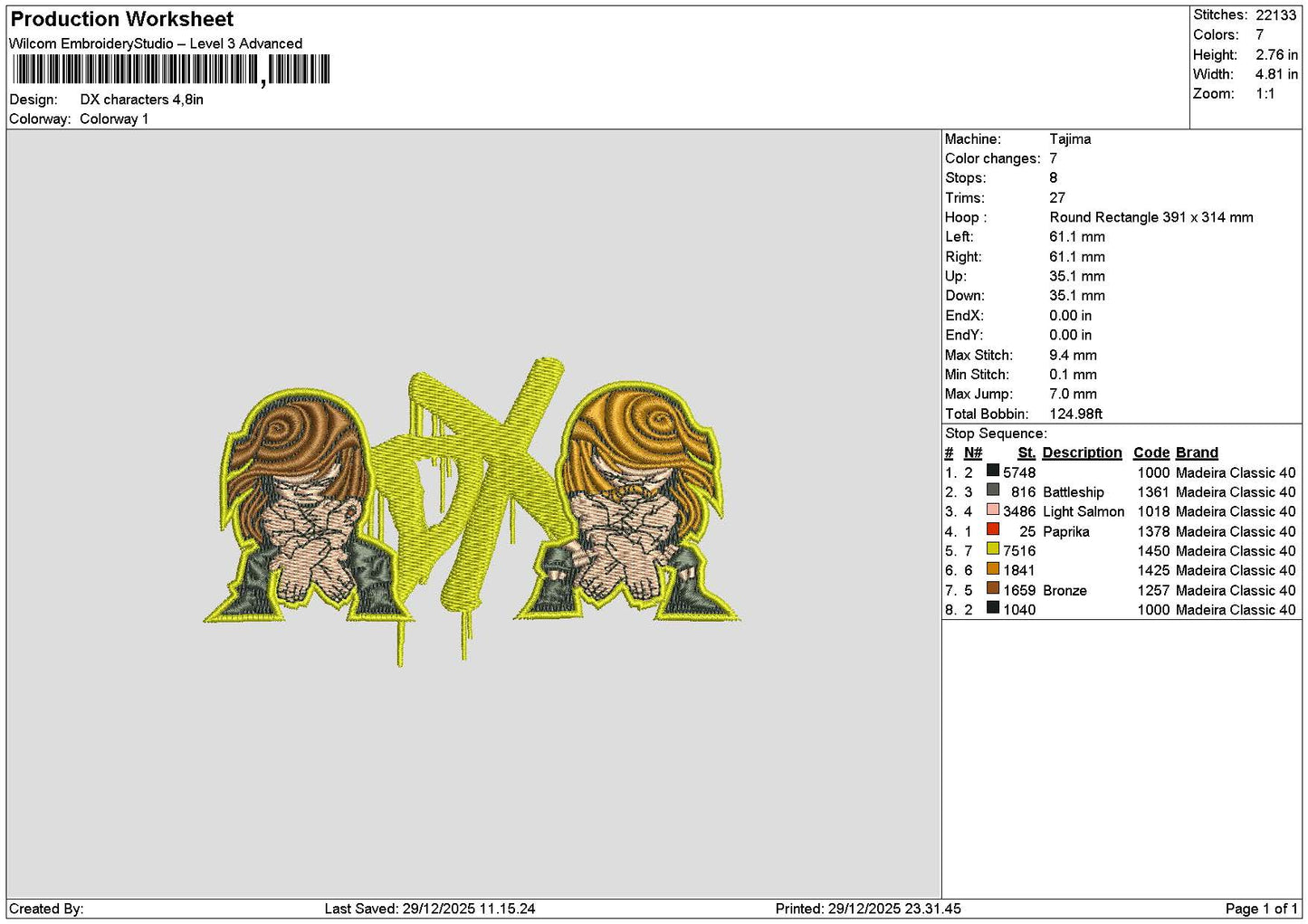 Dxtext Embroidery File 6 sizes