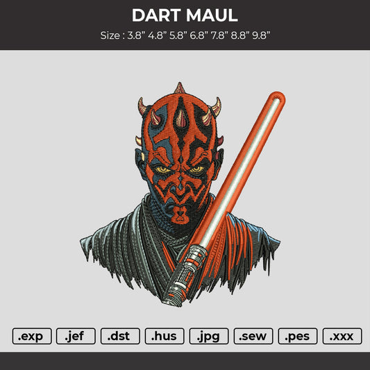 Darth Maul Embroidery Machine File 6 sizes
