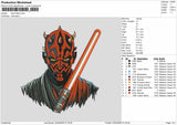 Darth Maul Embroidery Machine File 6 sizes