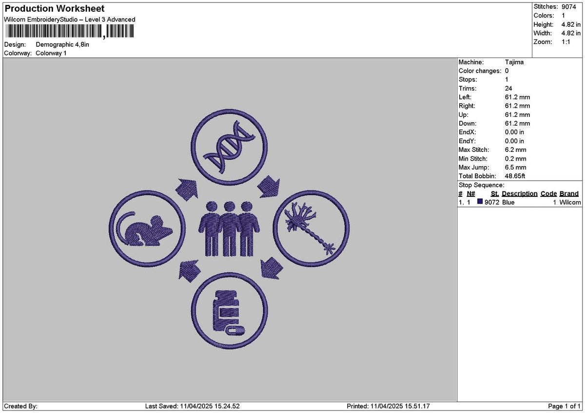 Demographic Embroidery File 6 sizes