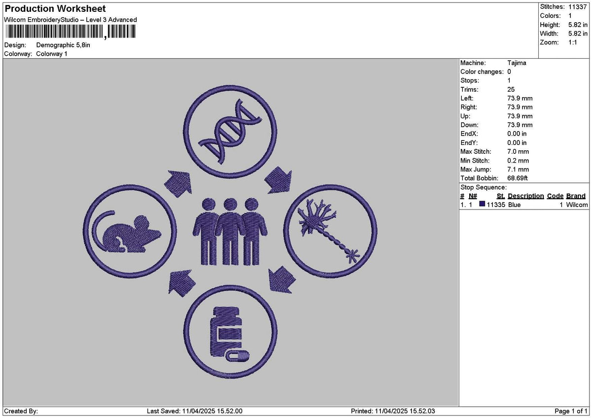 Demographic Embroidery File 6 sizes