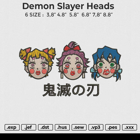 Demon Slayer Heads Embroidery File 6 size