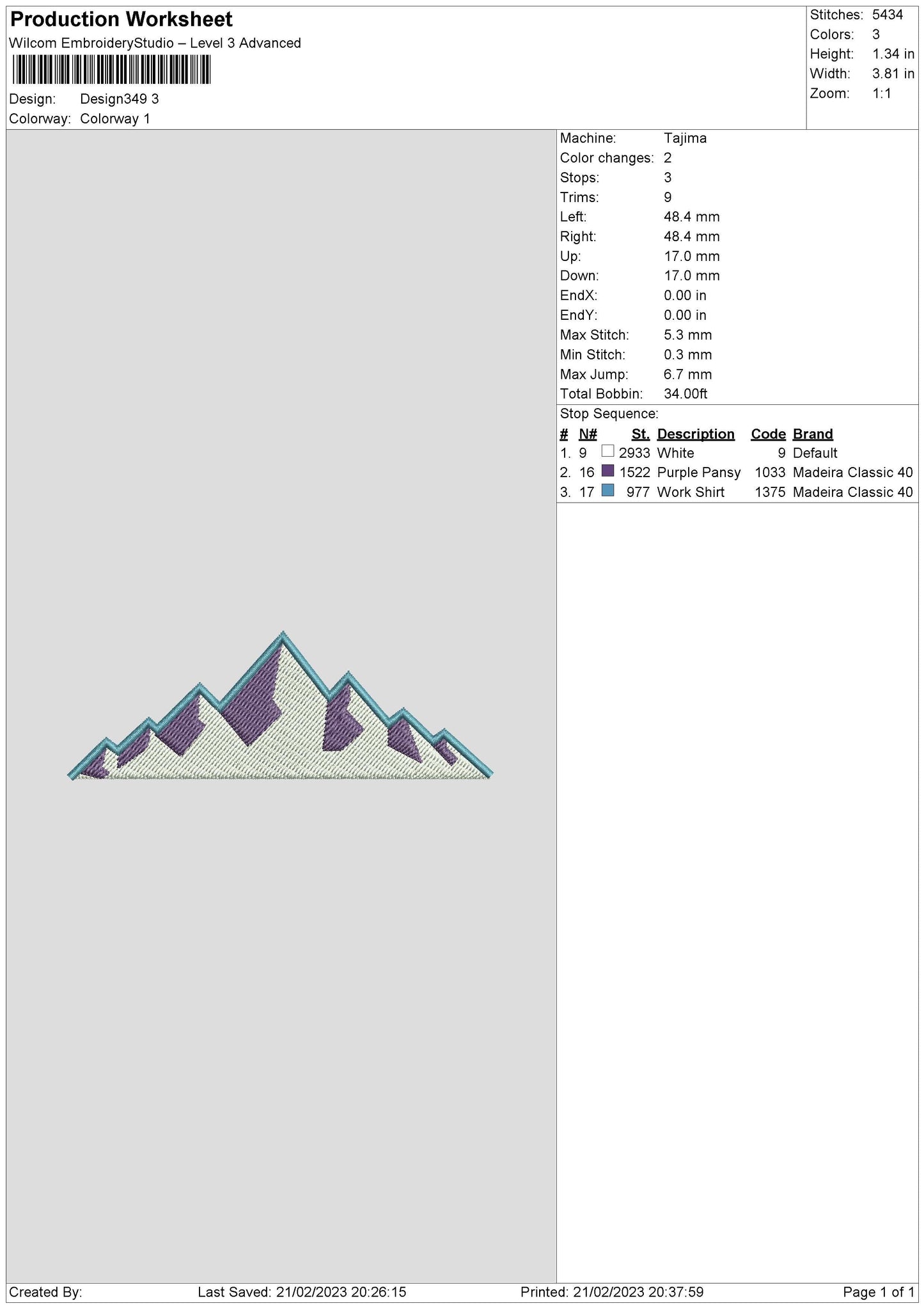 Mountain Embroidery File 6 sizes