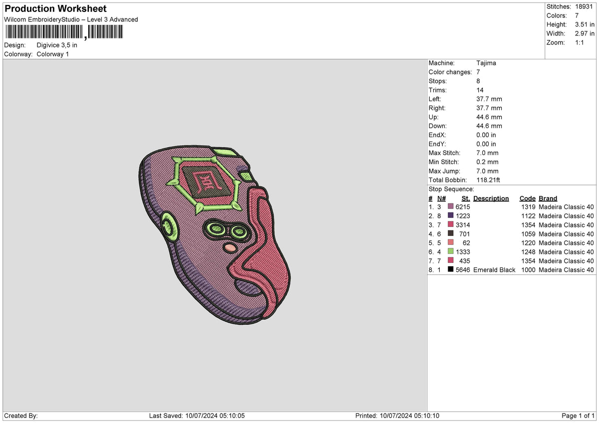 Digivice Embroidery File 6 size