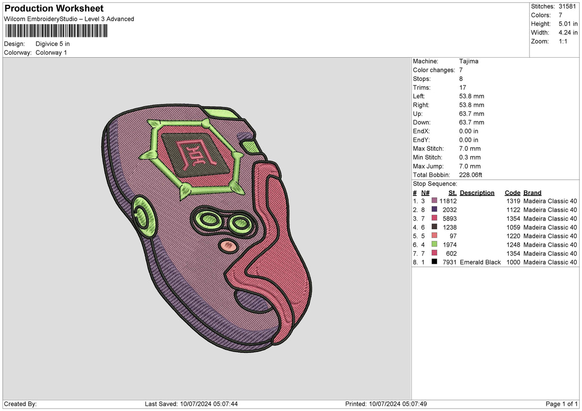 Digivice Embroidery File 6 size