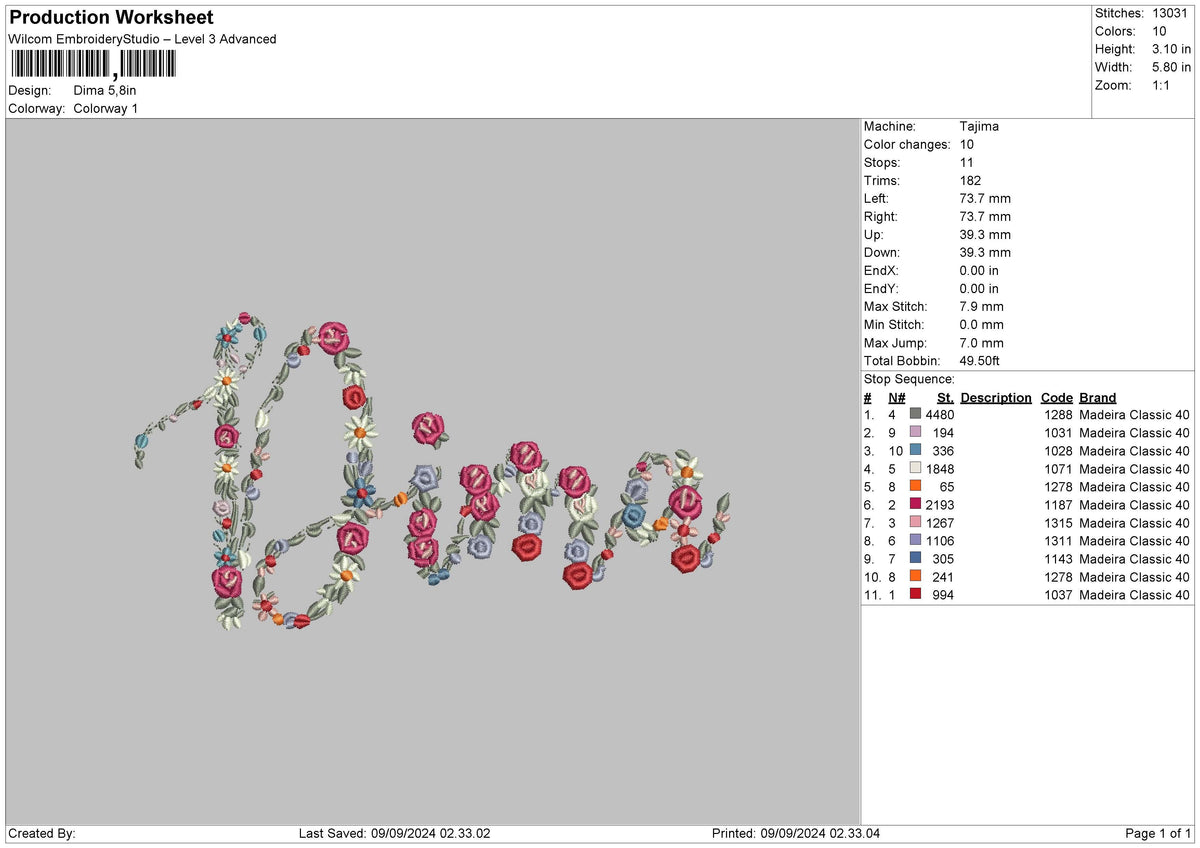 Dima Flowers Embroidery File 6 sizes