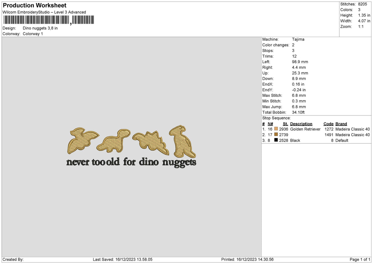 Dino Text Embroidery File 6 sizes
