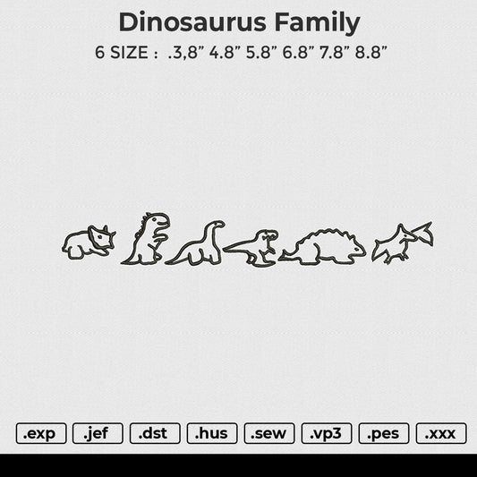 Dinosaurus family Embroidery File 6 size