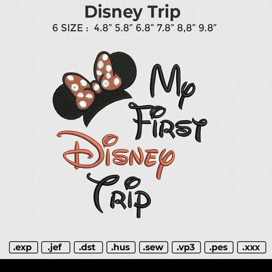 Disney Trip Embroidery File 6 size