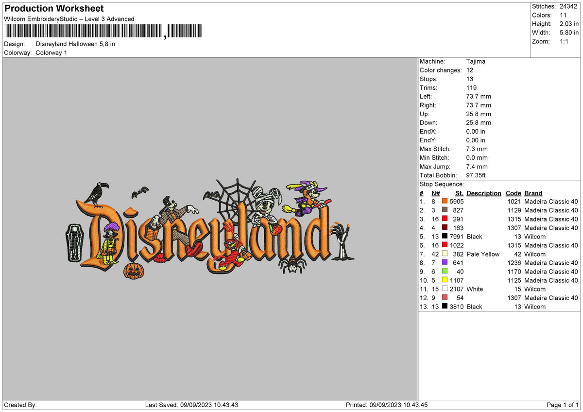 Dhalloween 0909 Embroidery File 6 sizes