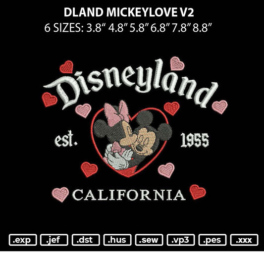 Dland Mickeylove V2 Embroidery File 6 sizes