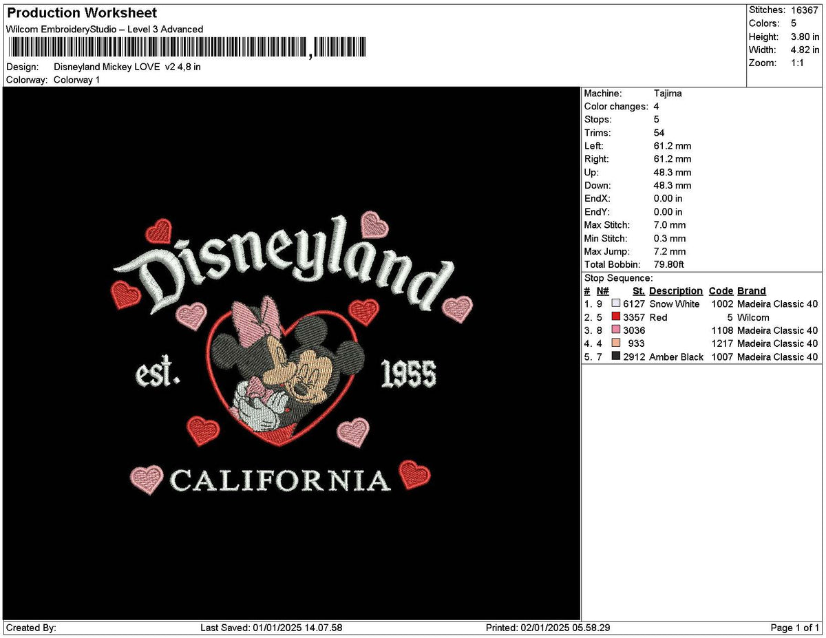 Dland Mickeylove V2 Embroidery File 6 sizes