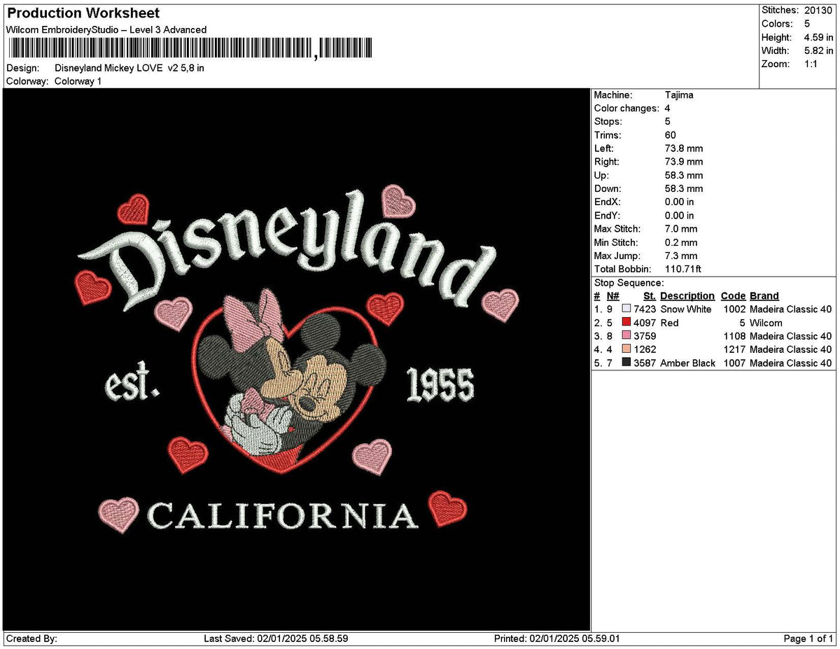Dland Mickeylove V2 Embroidery File 6 sizes