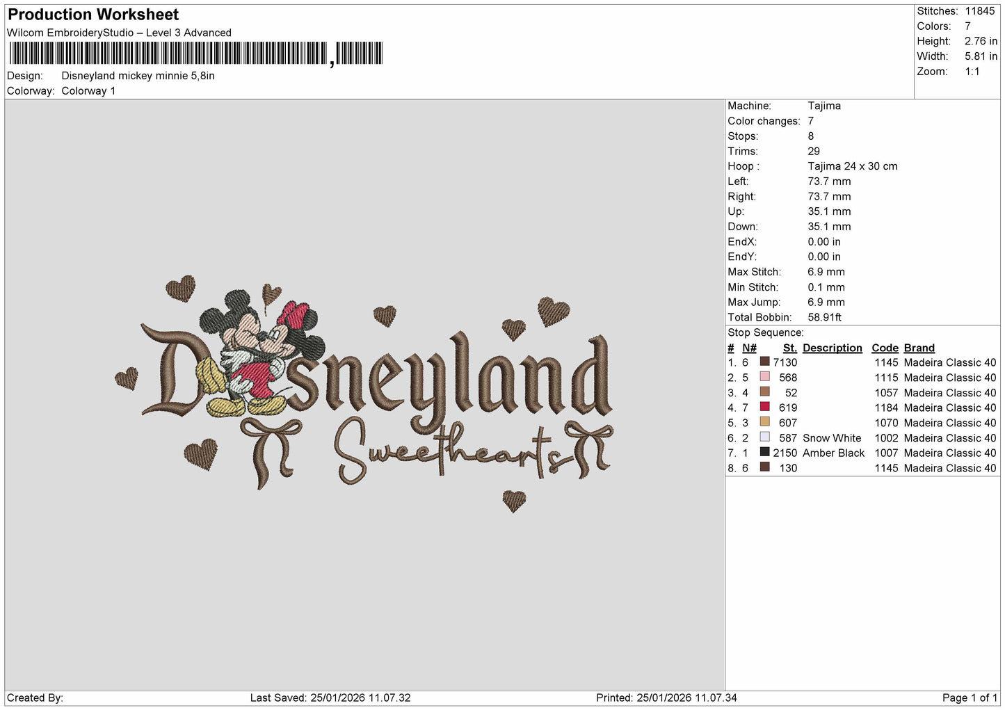 Disneyland Mickey - Minnie Embroidery File 6 size