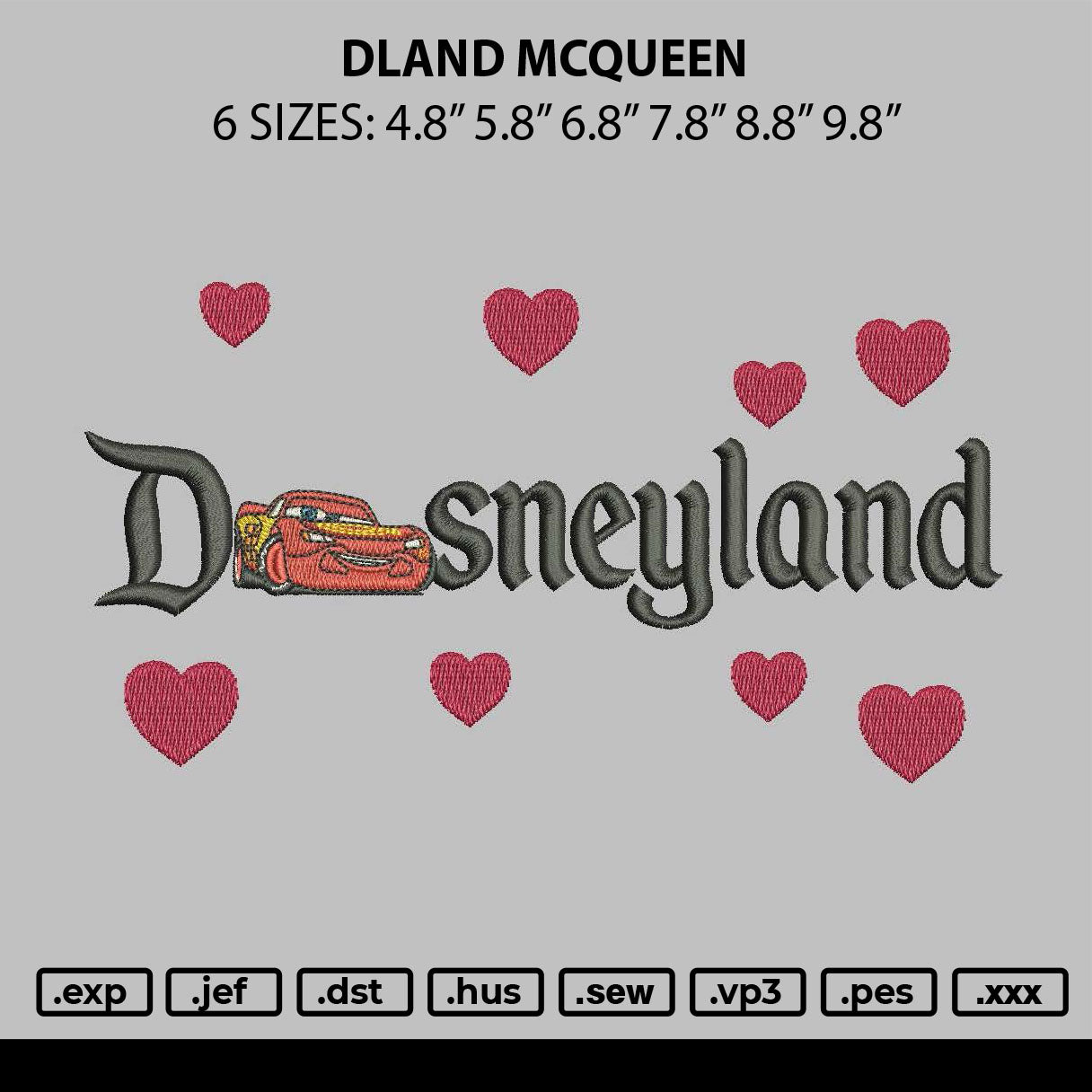Dland Mcqueen 0401 Embroidery File 6 sizes