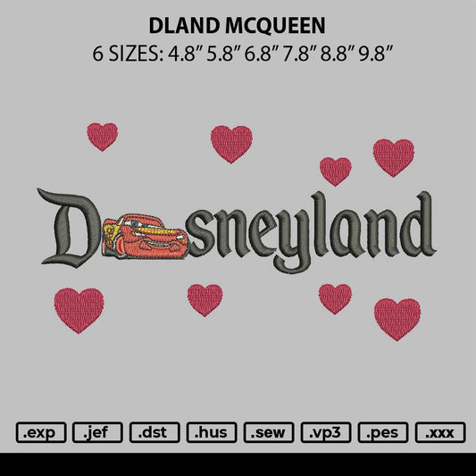 Dland Mcqueen 0401 Embroidery File 6 sizes
