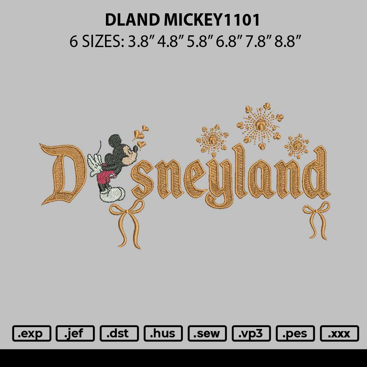 Dland Mickey1101 Embroidery File 6 sizes