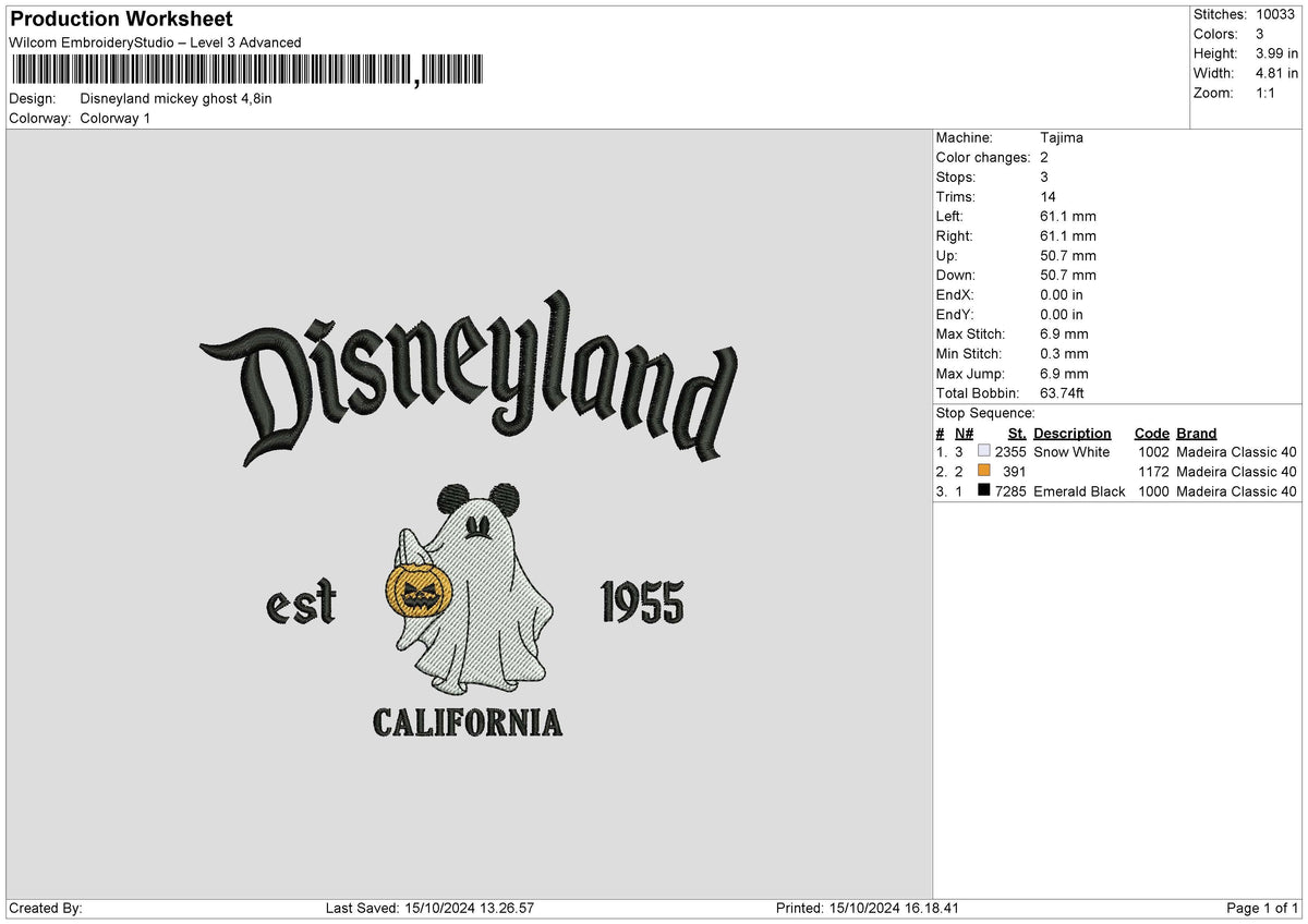 Dland Mickeyghost Embroidery File 6 sizes