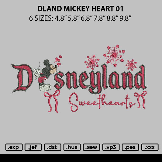 Dland Mickey Heart 01 Embroidery File 6 sizes