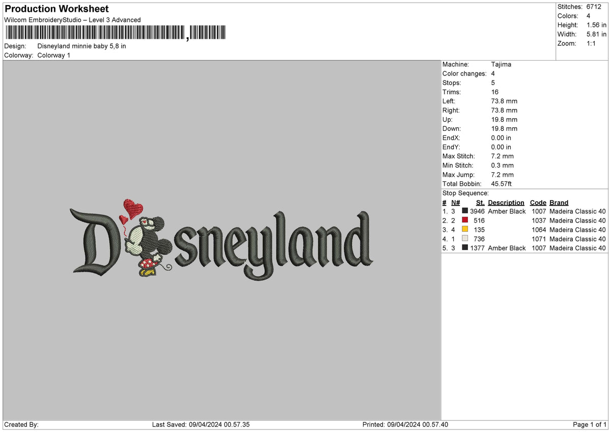 Minniebabyland Embroidery File 6 sizes