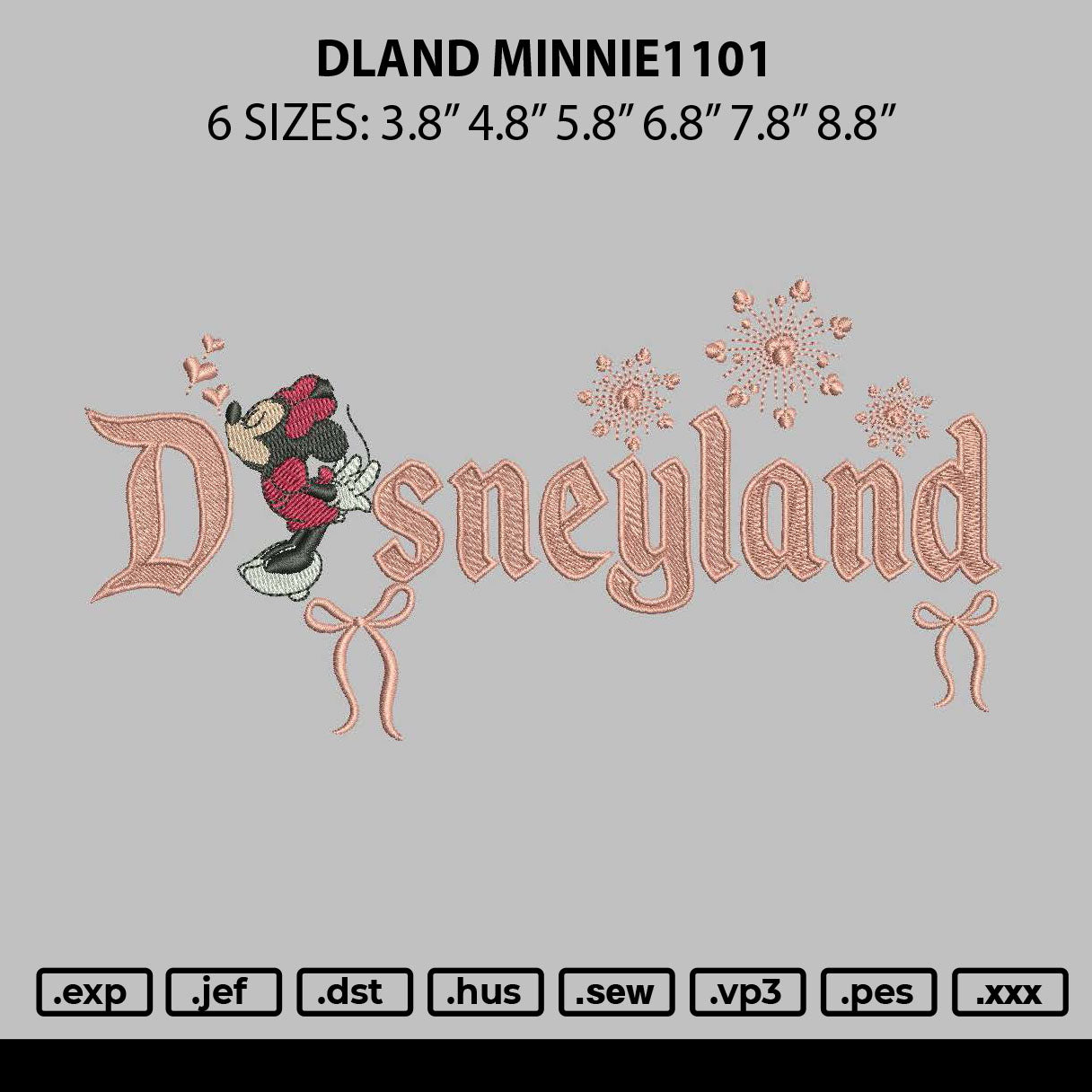 Dland Minnie1101 Embroidery File 6 sizes