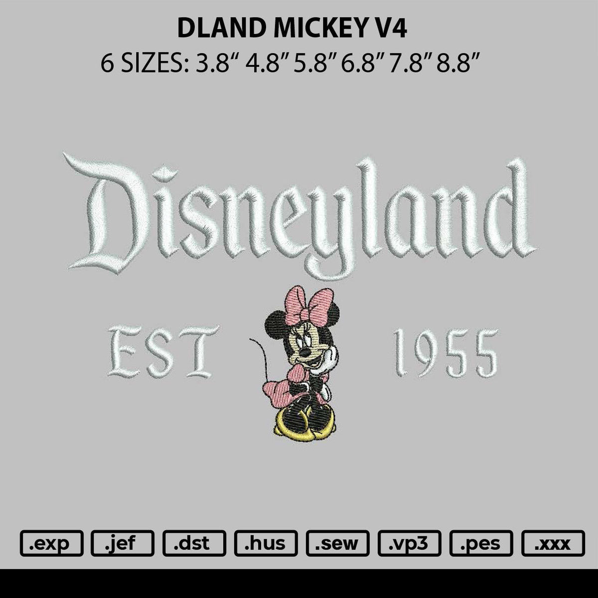 Dland Minnie V4 Embroidery File 6 sizes