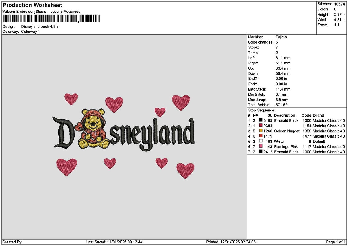 Dland Pooh 1201 Embroidery File 6 sizes