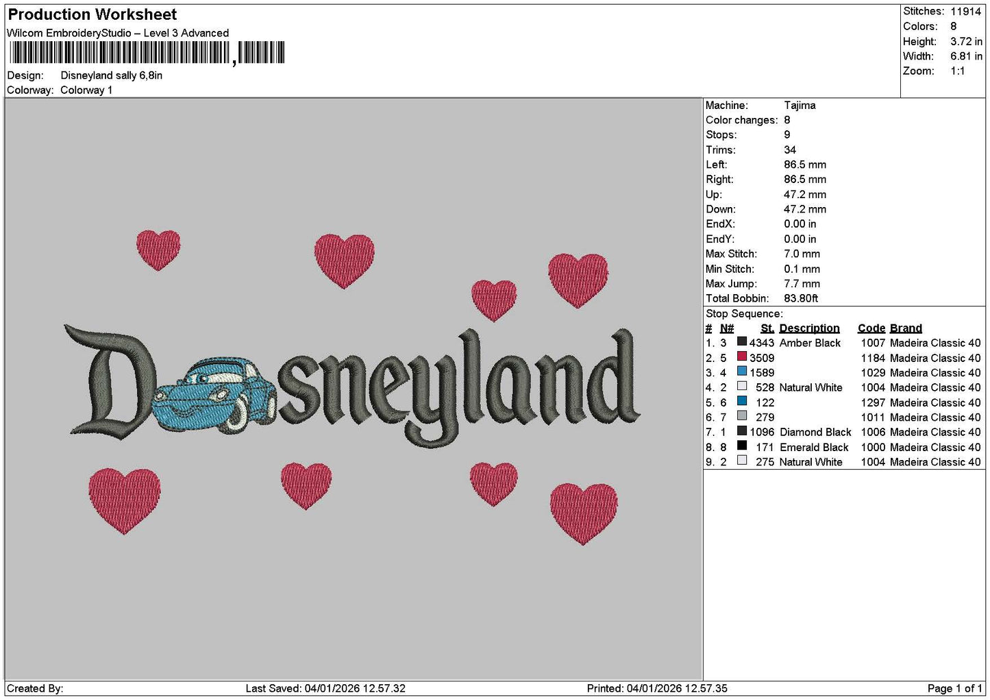 Dland Sally 0401 Embroidery File 6 sizes