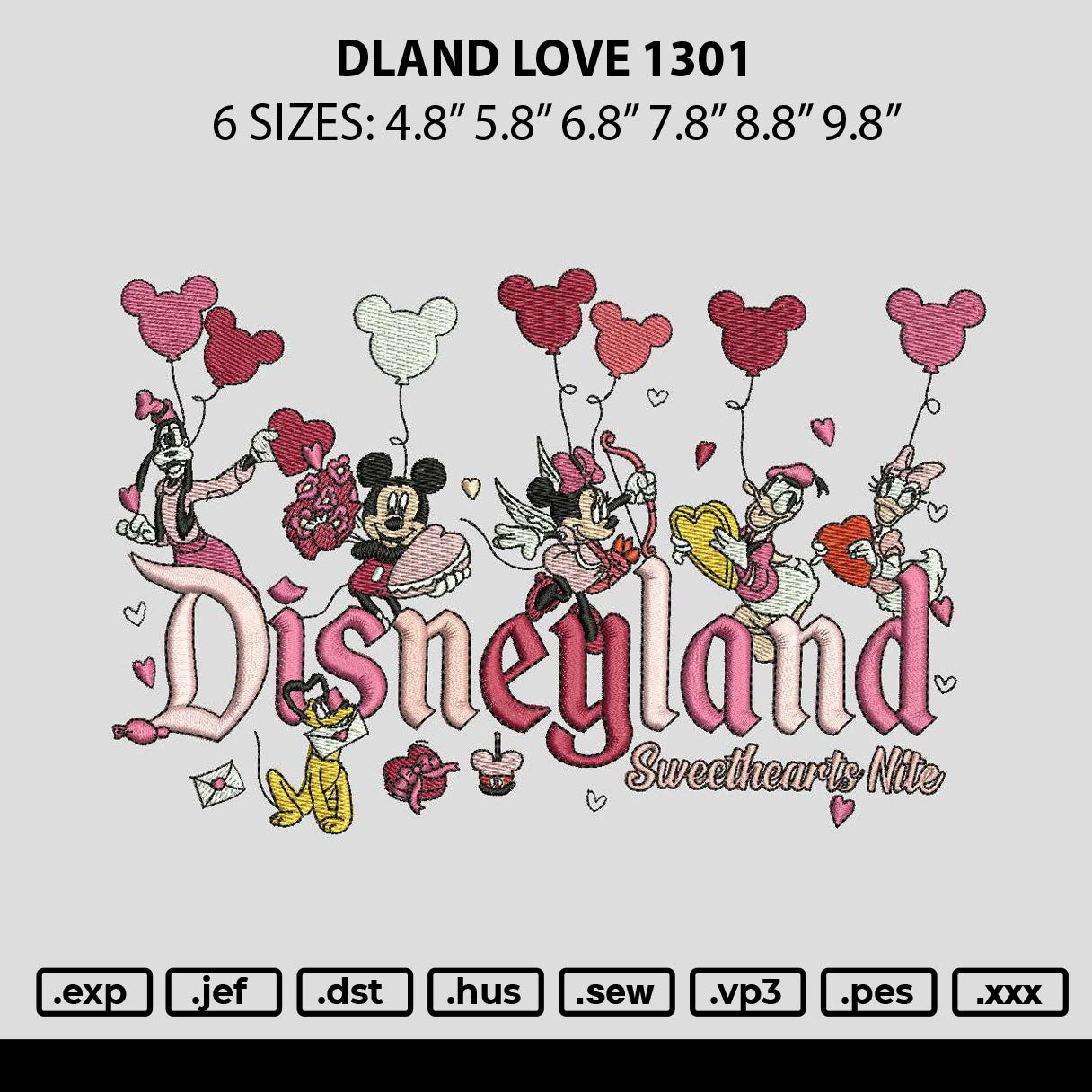Dland Love 1301 Embroidery File 6 sizes
