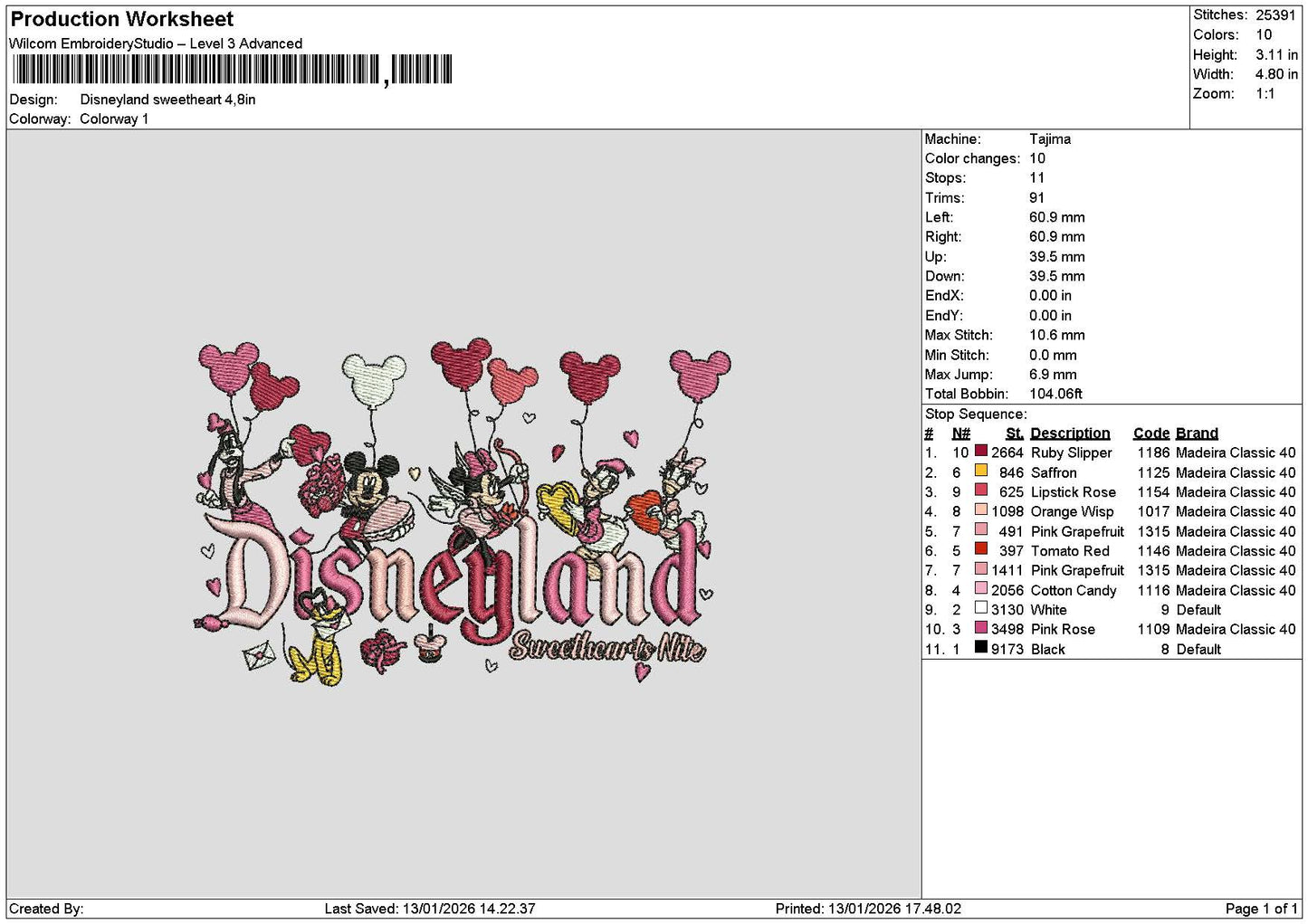 Dland Love 1301 Embroidery File 6 sizes