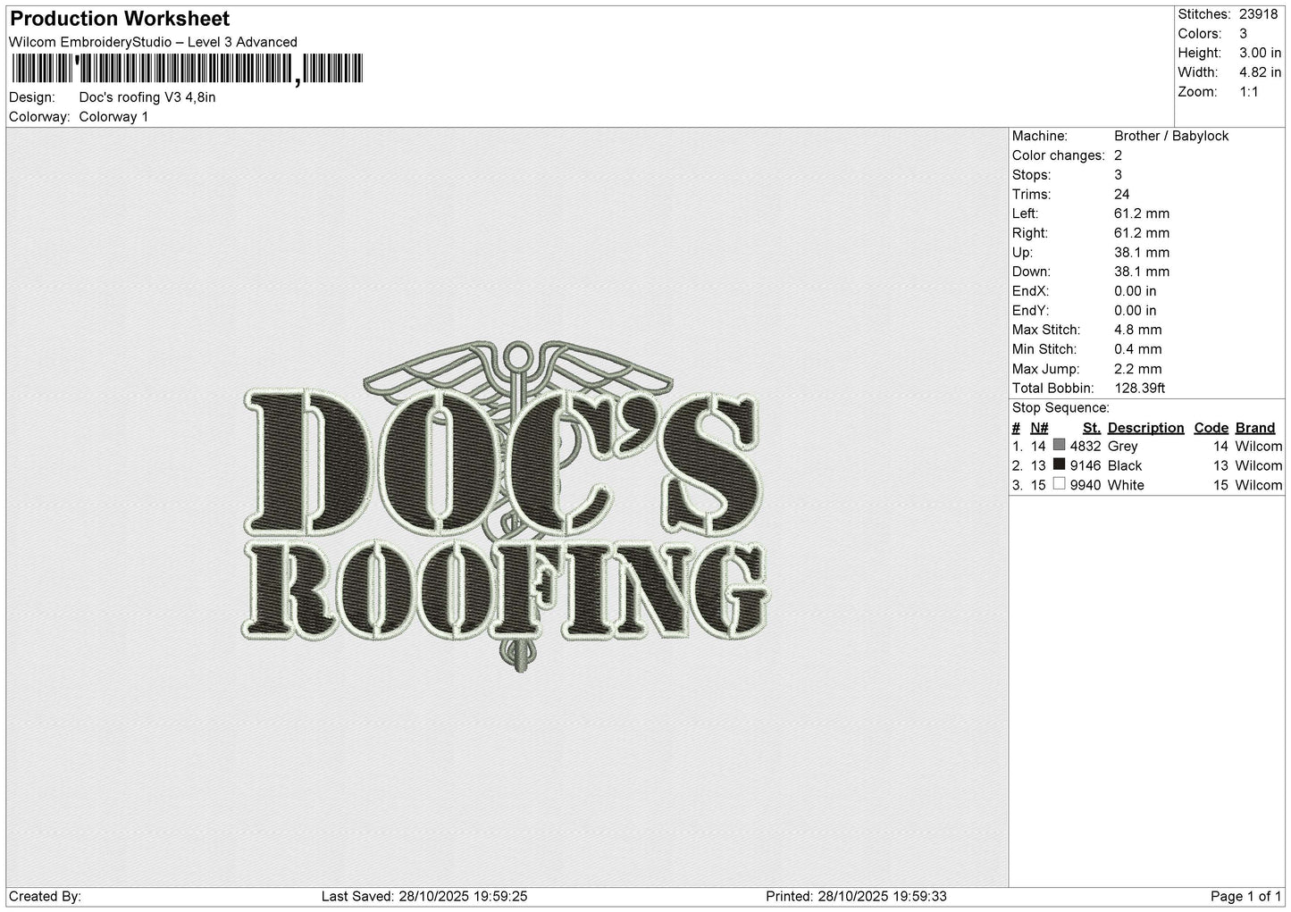 Doc's roofing V3 Embroidery File 6 size