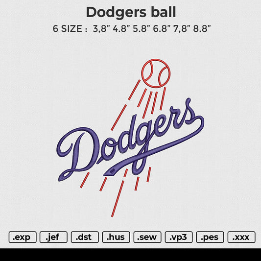 Dodgers ball Embroidery File 6 size
