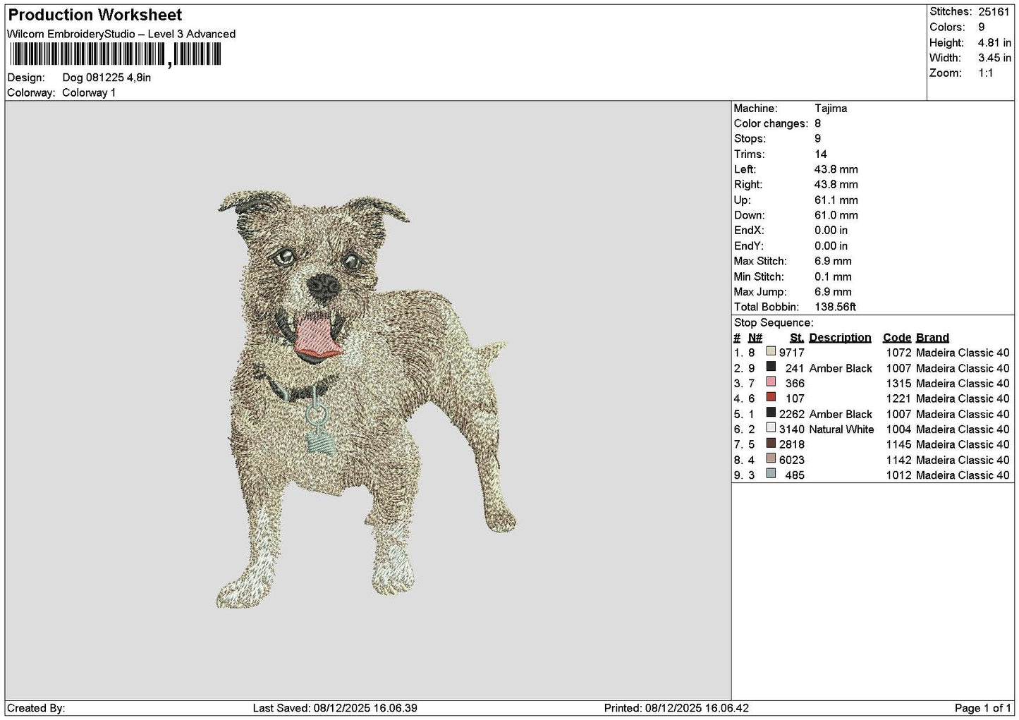 Dog 0812 Embroidery File 6 sizes