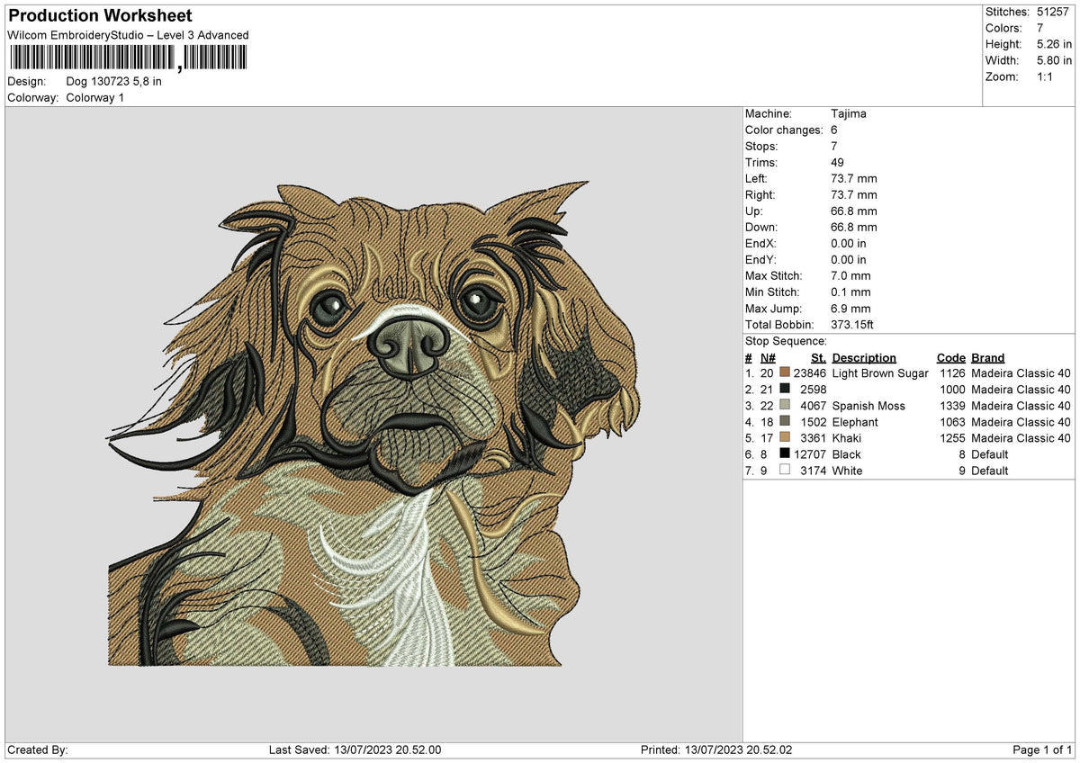 Dog 1307 Embroidery File 6 sizes