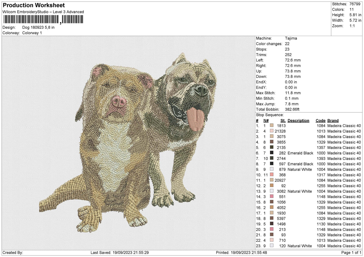 Dog 180923 Embroidery File 6 size