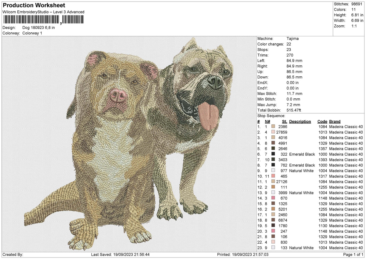 Dog 180923 Embroidery File 6 size
