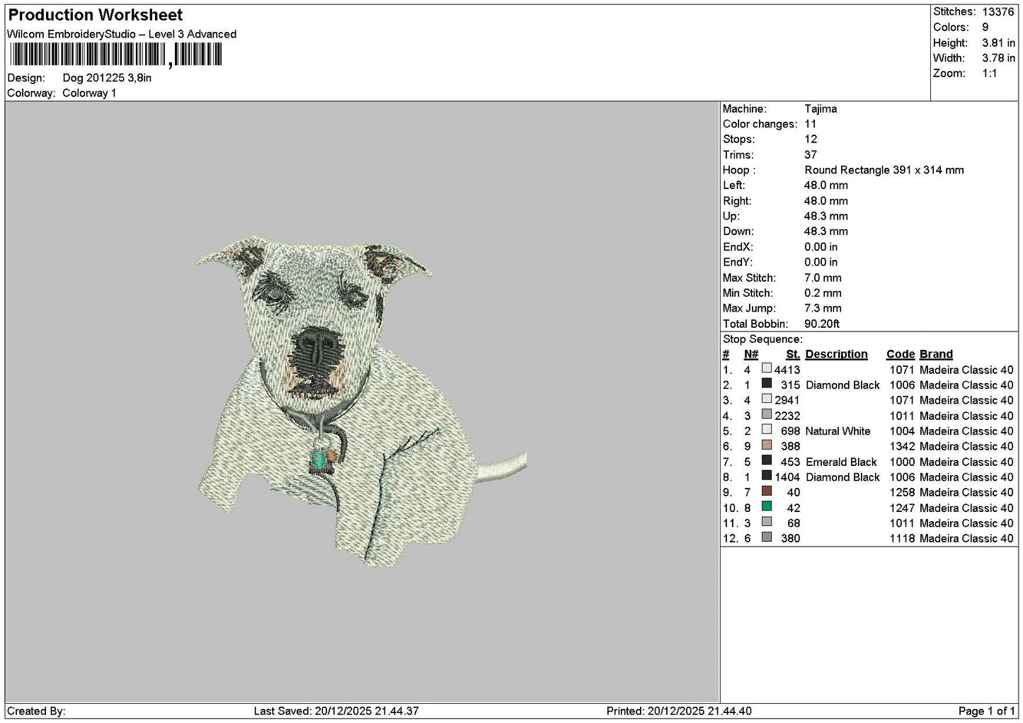 Dog 2012 Embroidery File 6 sizes