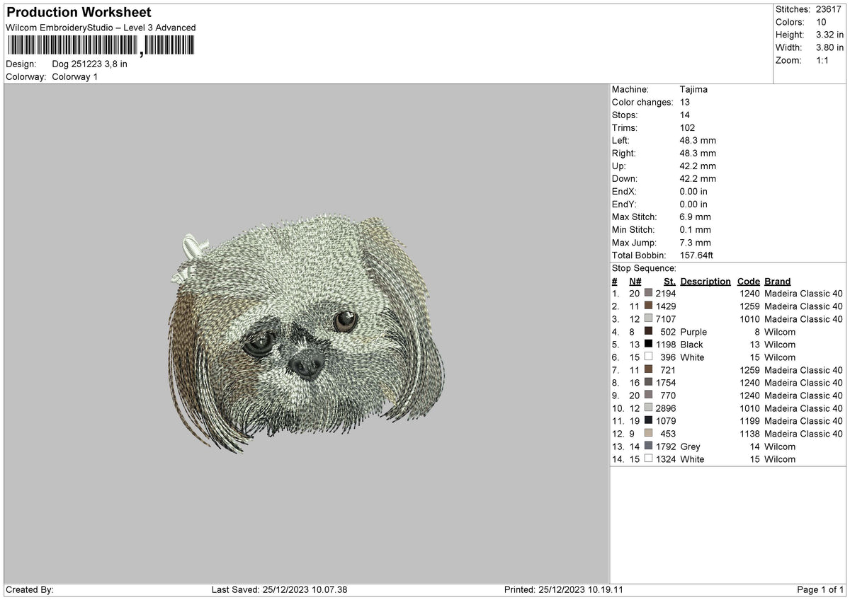 Dog 1512 Embroidery File 6 sizes