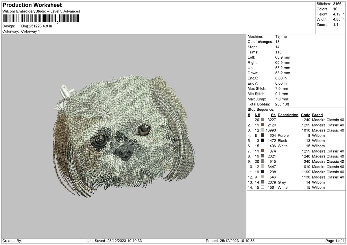 Dog 1512 Embroidery File 6 sizes