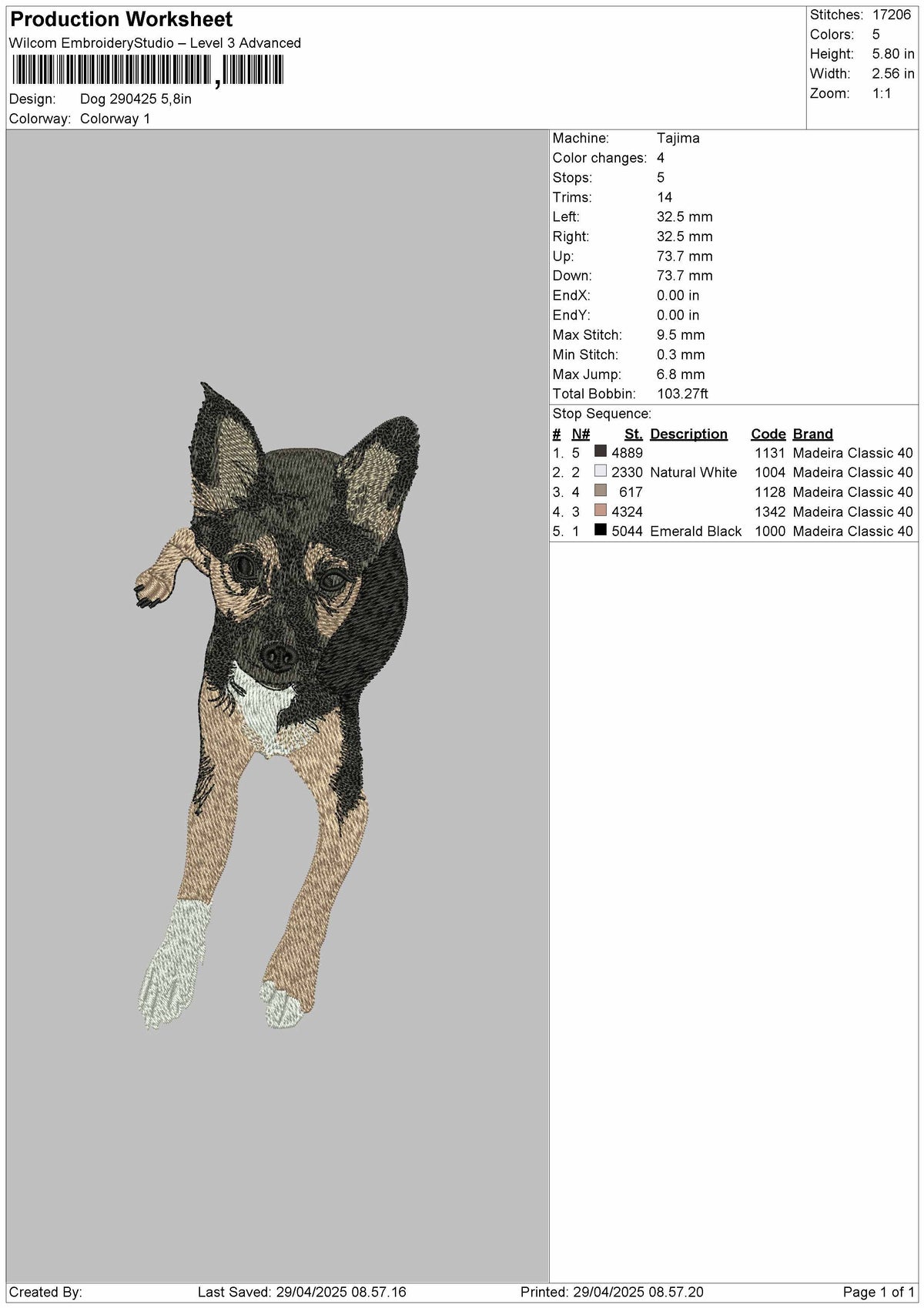 Dog 290425 Embroidery File