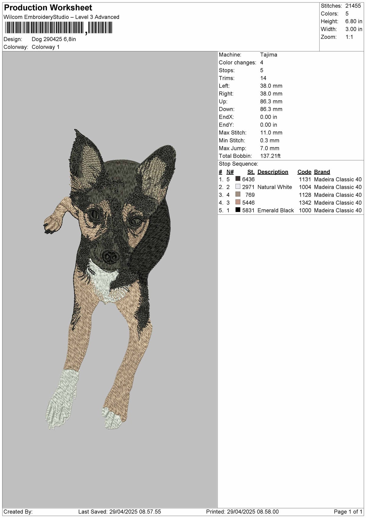 Dog 290425 Embroidery File