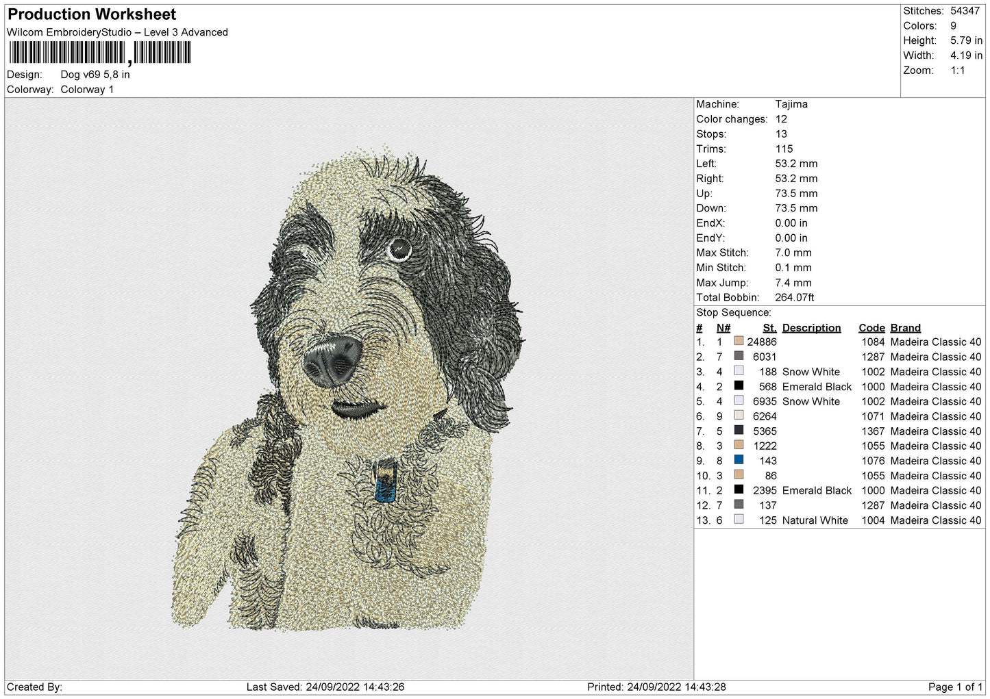 Dog v69 Embroidery