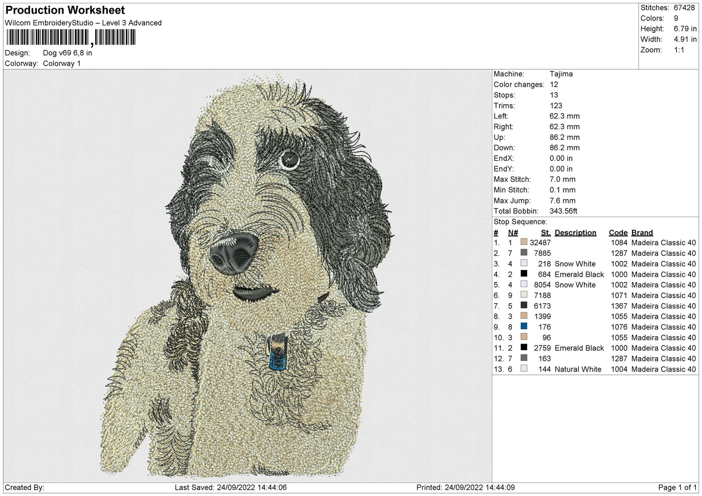 Dog v69 Embroidery