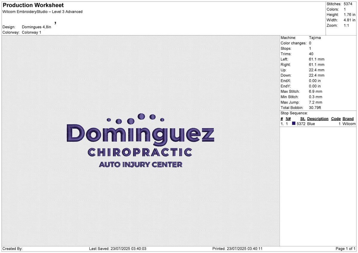 Domingues Embroidery File 6 size