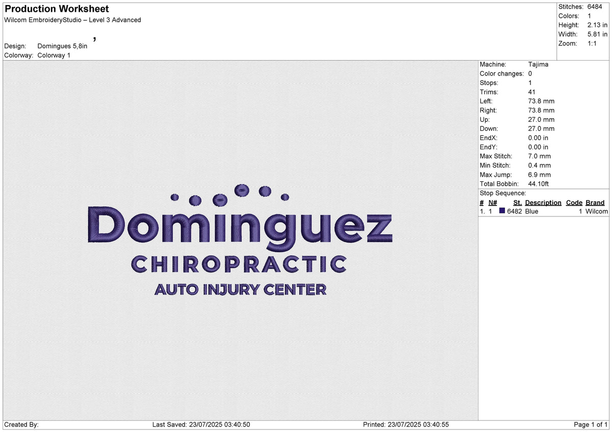 Domingues Embroidery File 6 size