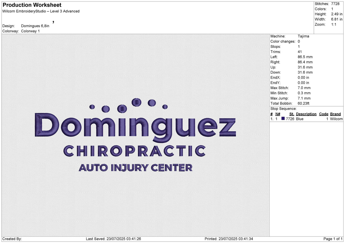 Domingues Embroidery File 6 size