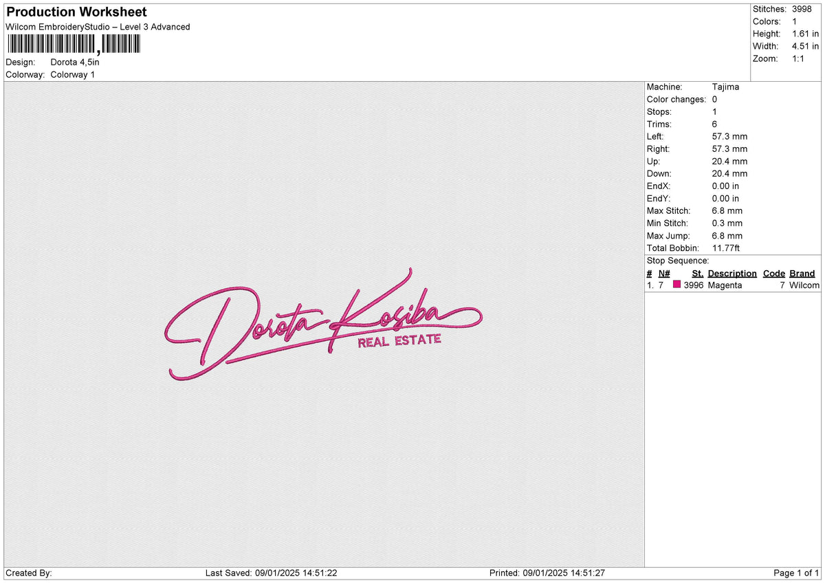 Dorota Embroidery File 6 size