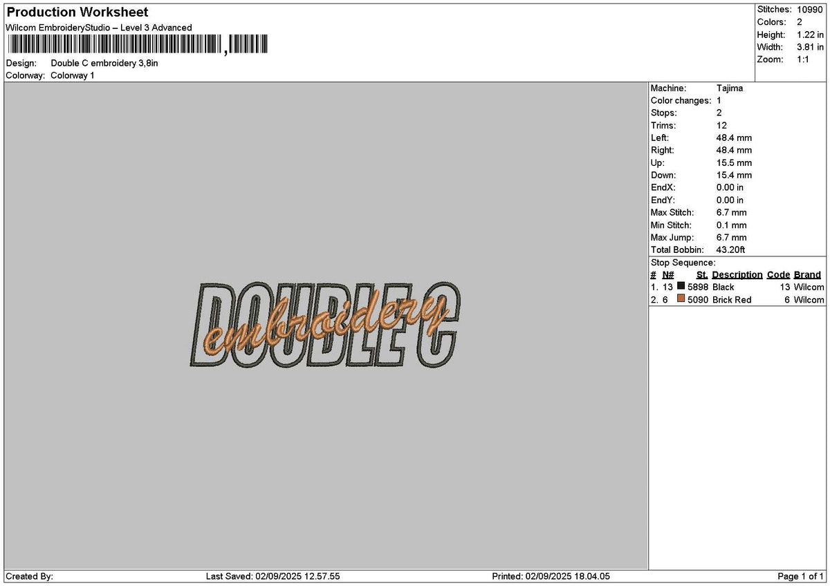 Doublectext V2 Embroidery File 6 sizes