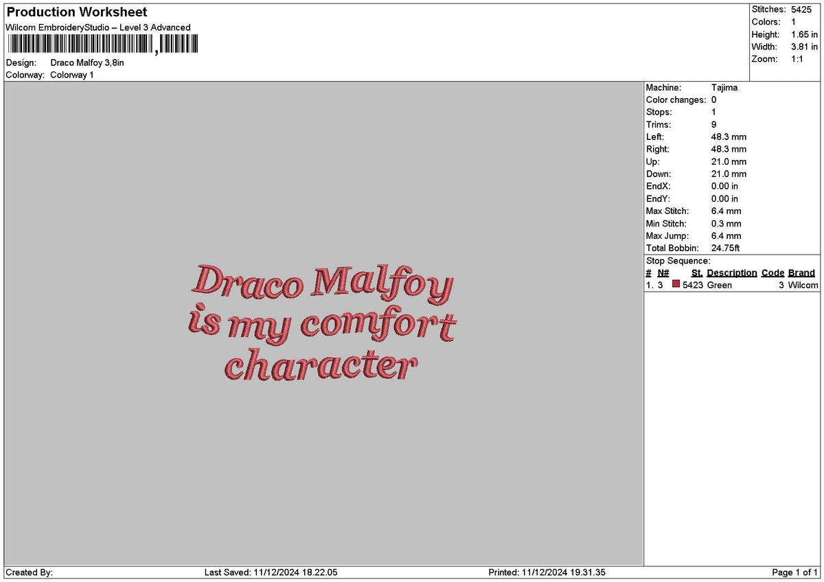 Dracotext 02 Embroidery File 6 sizes